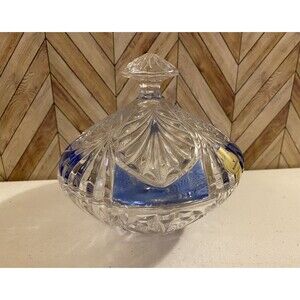Anna Hutte Bleikristall Blue Accents Vintage Lead Crystal Candy Dish (505)